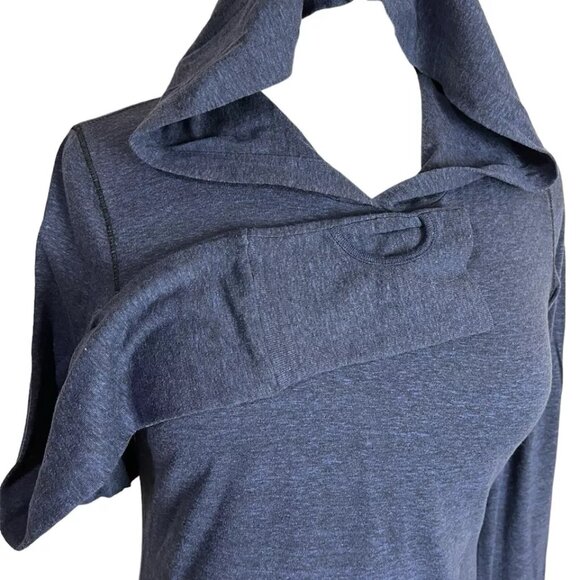 ALO Shirt Top Small Long Sleeve Hooded T-shirt Thumb Hole Athletic Black Tee - Picture 3 of 6